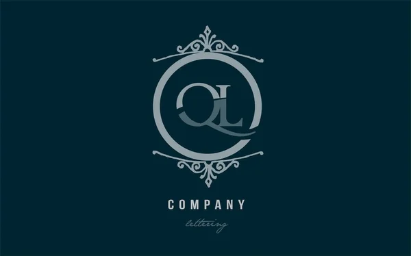 QL q l blauw decoratieve monogram alfabet letter logo combinatie — Stockvector