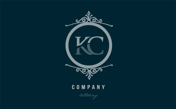 Kc k c blu decorativo monogramma alfabeto lettera logo combinazione — Vettoriale Stock