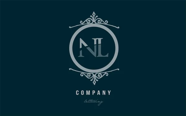 NL n l niebieski ozdobny monogram alfabet list logo kombinacji — Wektor stockowy