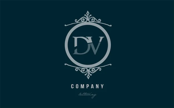 Dv d v blue decorative monogram alphabet letter logo combination — Stock Vector