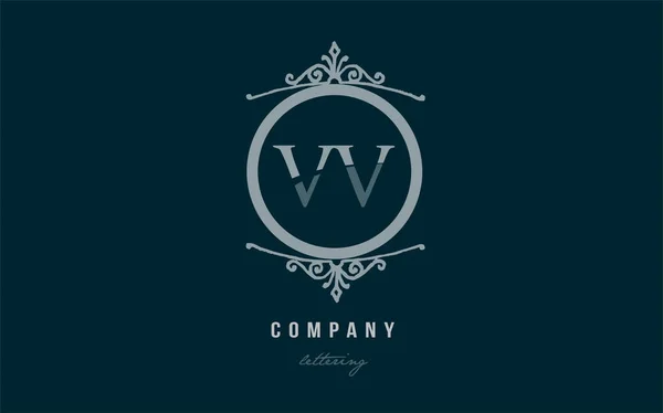 VV v v niebieski ozdobny monogram alfabet list logo kombinacji — Wektor stockowy
