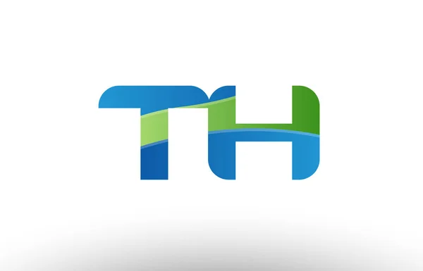 Azul verde th t h alfabeto letra logotipo combinación icono diseño — Vector de stock