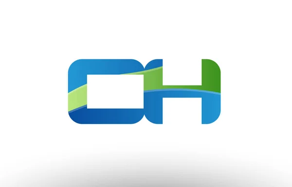 Azul verde ch c h alfabeto letra logotipo combinación icono diseño — Vector de stock