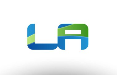 Yeşil la l bir alfabe harf logo birlikte simgesi tasarım mavi