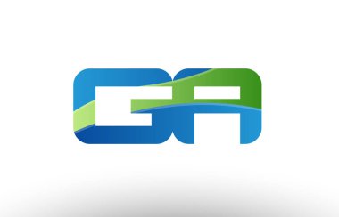Yeşil ga g bir alfabe harf logo birlikte simgesi tasarım mavi