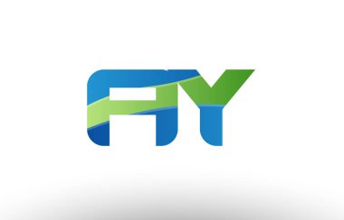 mavi yeşil ay bir y Alfabe harf logo birlikte simgesi tasarım