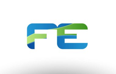 mavi yeşil fe f e Alfabe harf logo birlikte simgesi tasarım