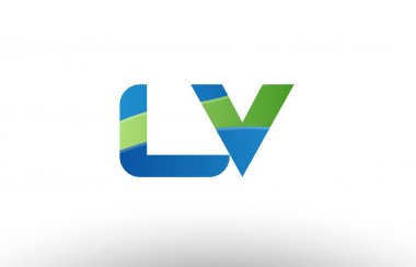 mavi yeşil lv l v Alfabe harf logo birlikte simgesi tasarım