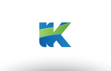 mavi yeşil IK ben k Alfabe harf logo birlikte simgesi tasarım