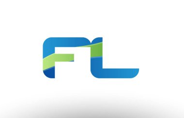 mavi yeşil fl f l Alfabe harf logo birlikte simgesi tasarım