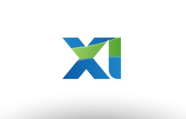 x ı yeşil XI Alfabe harf logo birlikte simgesi tasarım mavi