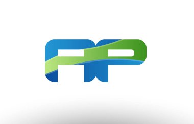 Yeşil ap bir p Alfabe harf logo birlikte simgesi tasarım mavi