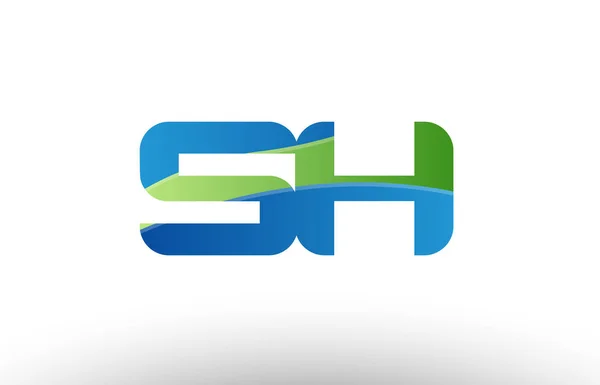 Azul verde sh s h alfabeto letra logotipo combinación icono diseño — Vector de stock