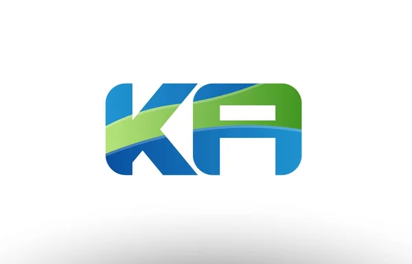 Blue green ka k a alphabet letter logo combination icon design — Stock Vector