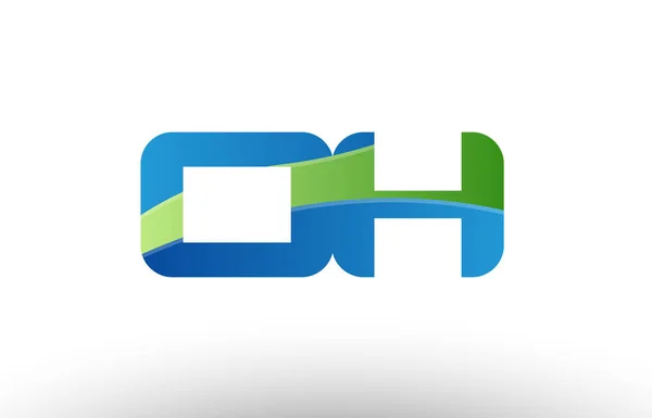 Azul verde oh o h alfabeto letra logotipo combinación icono diseño — Vector de stock