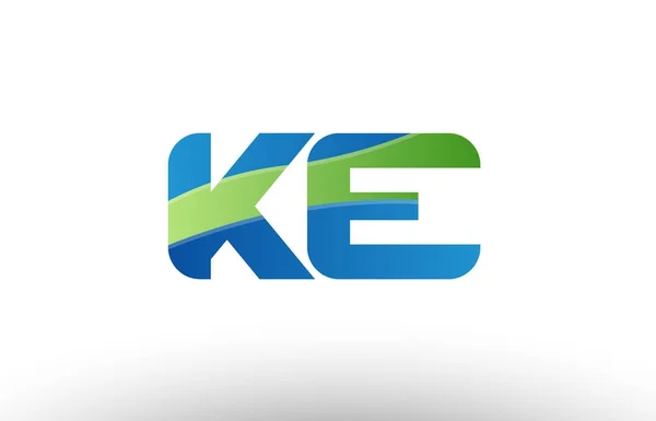 Blue green ke k e alphabet letter logo combination icon design — Stock Vector