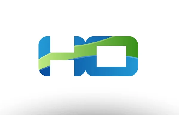Azul verde ho h o alfabeto letra logotipo combinación icono diseño — Vector de stock