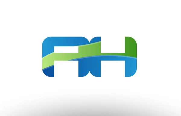 Azul verde ah a h alfabeto letra logotipo combinación icono diseño — Vector de stock