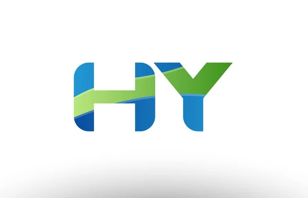 Azul verde hy h y alfabeto letra logotipo combinación icono diseño — Vector de stock