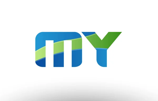 Blue green my m y alphabet letter logo combination icon design — Stock Vector