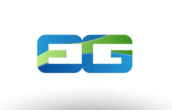 Blue green eg e g alphabet huruf logo kombinasi desain ikon - Stok Vektor
