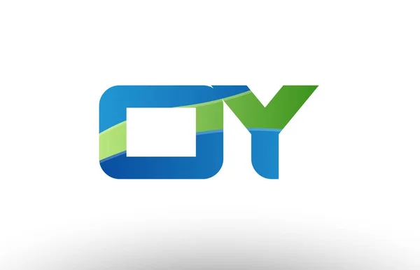 Blue green oy o y alphabet letter logo combination icon design — Stock Vector