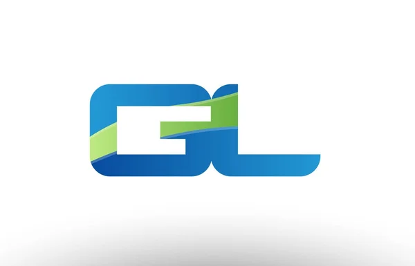 Blu verde gl g l alfabeto lettera logo combinazione icona design — Vettoriale Stock