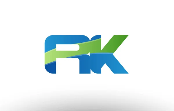 Blue green rk r k alphabet letter logo combination icon design — Stock Vector