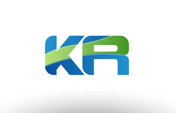 Blue green kr k r alphabet letter logo combination icon design — Stock Vector