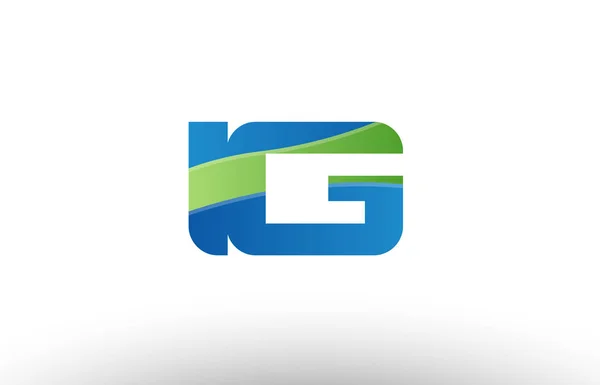 Синій зелений Ig i g абетка літери логотип комбінації піктограм дизайну — стоковий вектор