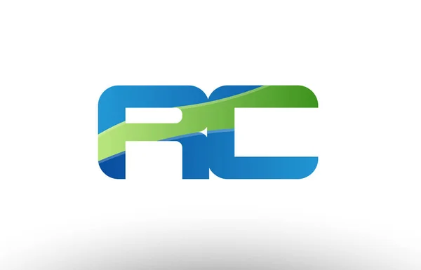 蓝色绿色 rc r c 字母标志组合图标设计 — 图库矢量图片