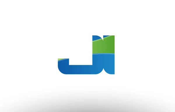 Bleu vert ji j i lettre alphabet logo combinaison icône design — Image vectorielle
