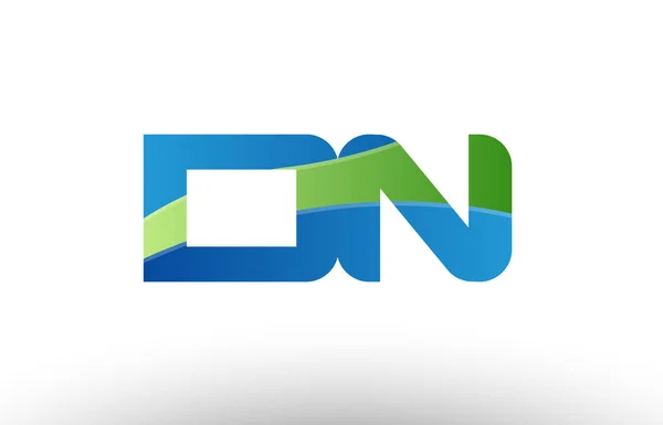 Bleu vert dn d n alphabet lettre logo combinaison icône design — Image vectorielle