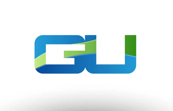 Modrá zelená gu g u abeceda písmeno kombinace ikonu návrh loga — Stockový vektor