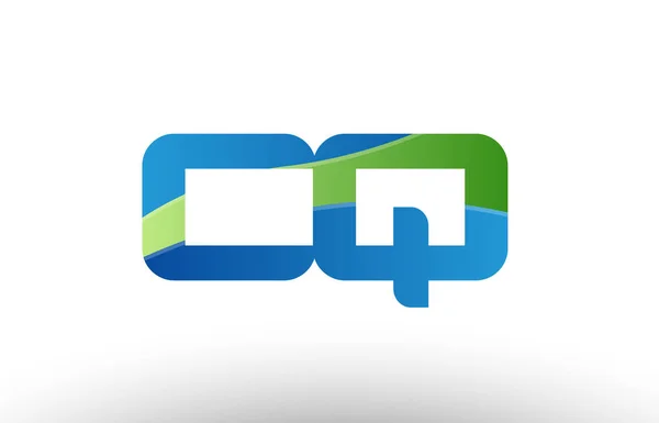 Blue green cq c q alphabet letter logo combination icon design — Stock Vector