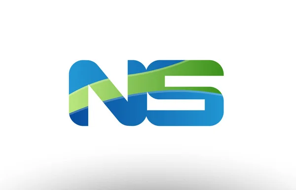 Blå grön ns n s alfabetet brev logotyp kombination ikon design — Stock vektor