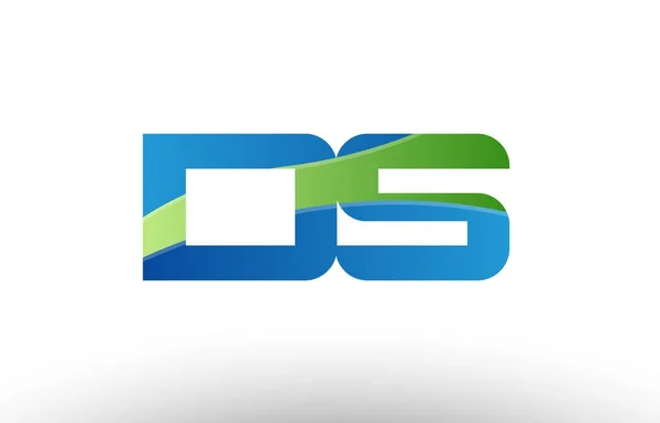 Mavi yeşil ds d s Alfabe harf logo birlikte simgesi tasarım — Stok Vektör