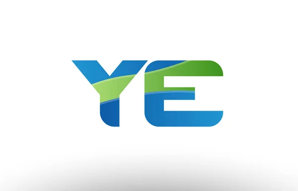 Modrá zelená ye y e abeceda dopis logo ikony designu — Stockový vektor