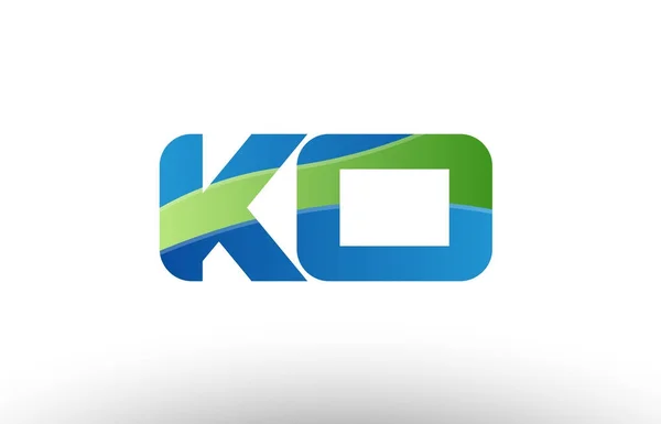 Blue green ko k o alphabet letter logo combination icon design — Stock Vector