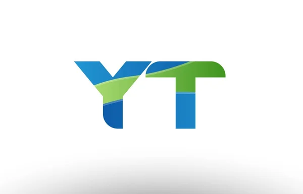 Blue green yt y t alphabet letter logo combination icon design — Stock Vector