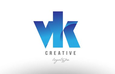 Mavi degrade vk v k Alfabe harf logo birlikte simge desig