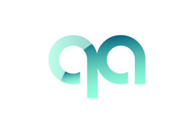 Yeşil degrade pastel modern qa q bir alfabe harf logo combina
