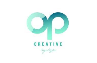 Yeşil degrade pastel modern op o p Alfabe harf logo combina