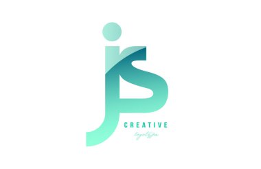 Yeşil degrade pastel modern js j s Alfabe harf logo combina