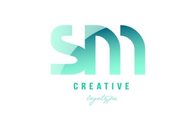 Yeşil degrade pastel modern sm s m Alfabe harf logo combina