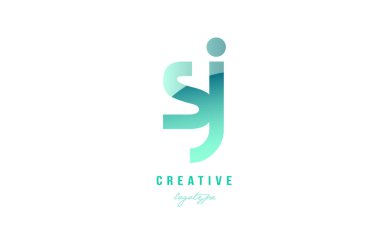 Yeşil degrade pastel modern sj s j Alfabe harf logo combina