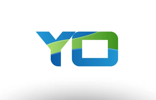 Modrá, zelená, yo y o abecedě písmeno ikony designu loga — Stockový vektor