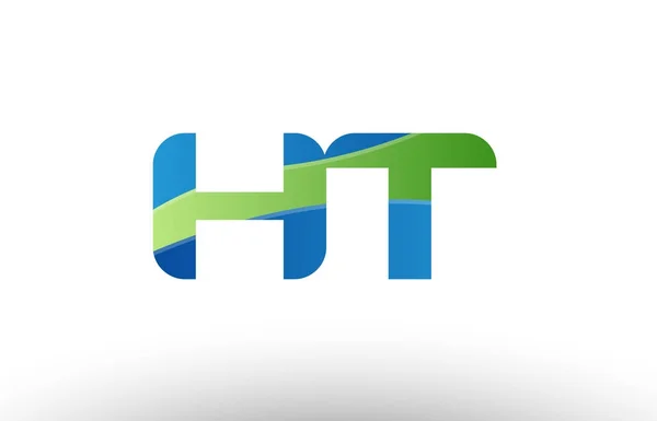 Azul verde ht h t alfabeto letra logotipo combinación icono diseño — Vector de stock