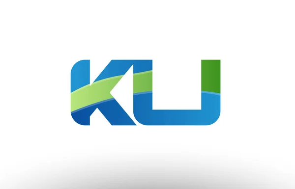 Blue green ku k u alphabet letter logo combination icon design — Stock Vector