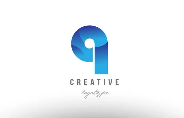 Q bleu dégradé lettre alphabet logo icône design — Image vectorielle